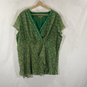 Notations Woman Green Spring Blouse - Size 2X - Like New